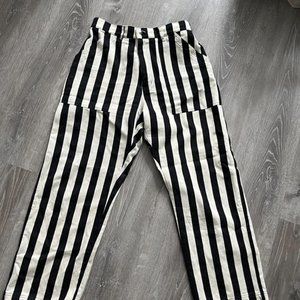 Big Bud black & white striped work pants, size large
